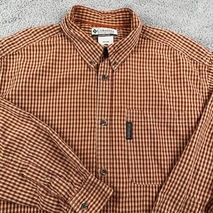 Columbia Shirt Mens Large Brown Button Up Outdoors Hiking Camping Cotton Casual